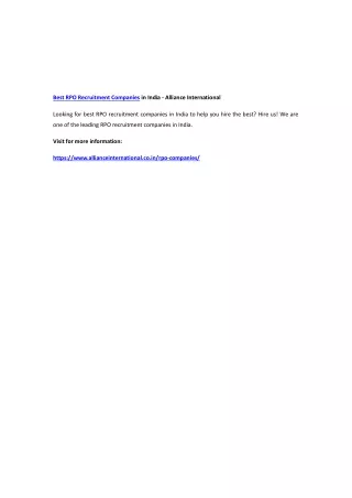 best rpo recruitment companies in india alliance