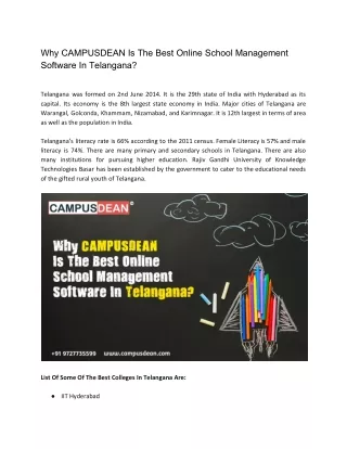 Why CAMPUSDEAN Is The Best Online School Management Software In Telangana?