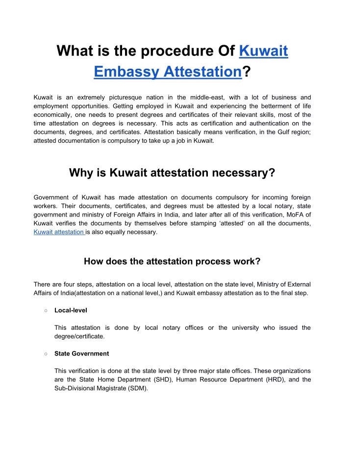 what is the procedure of kuwait embassy
