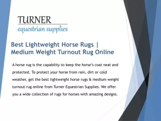 Best Lightweight Horse Rugs | Medium Weight Turnout Rug Online