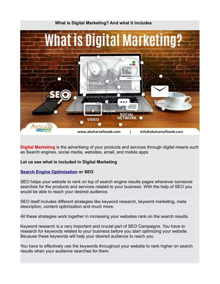 what is digital marketing and what it includes