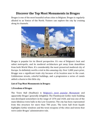 discover the top most monuments in bruges bruges