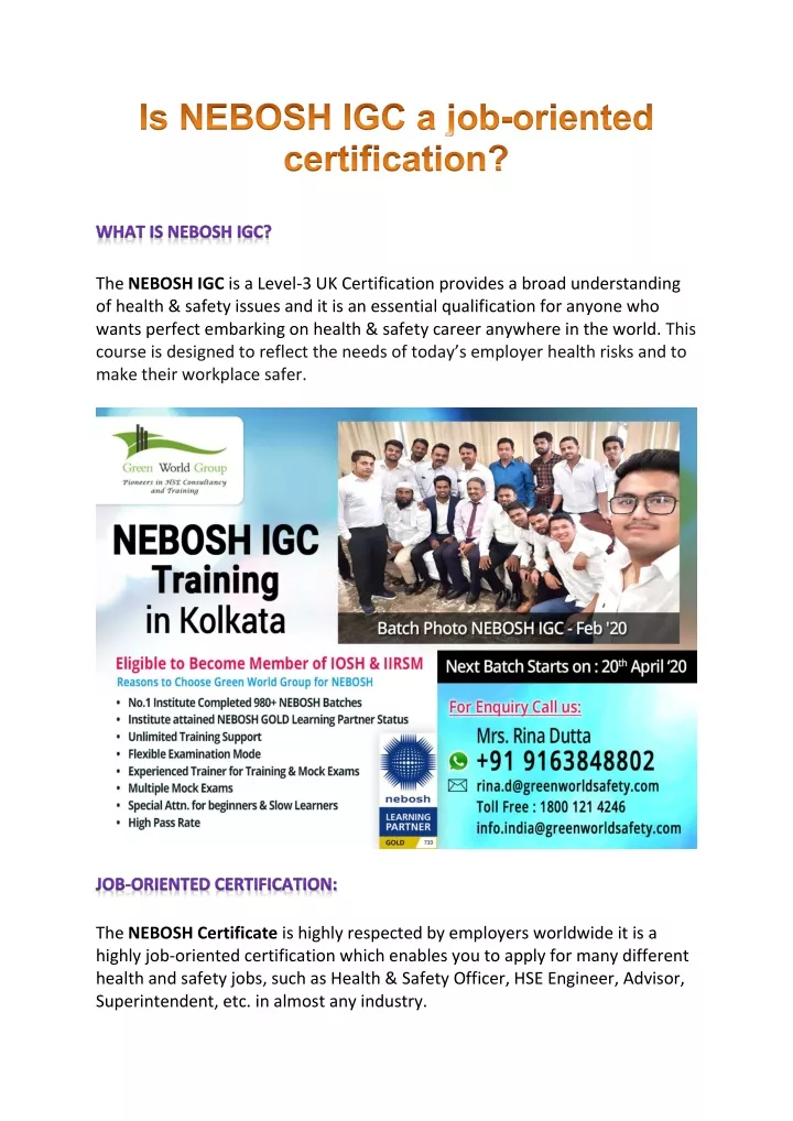 the nebosh igc is a level 3 uk certification