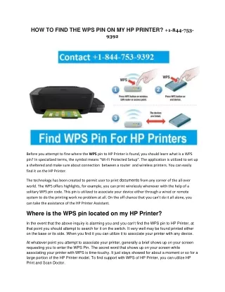 WHERE DO I FIND THE WPS PIN ON MY HP PRINTER?