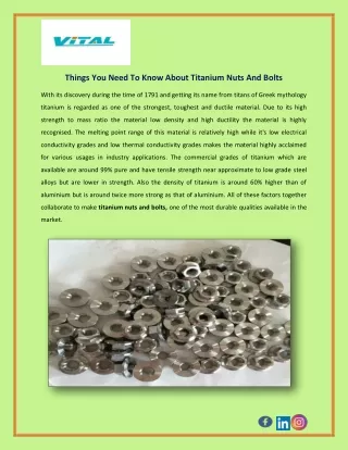 Things You Need To Know About Titanium Nuts And Bolts