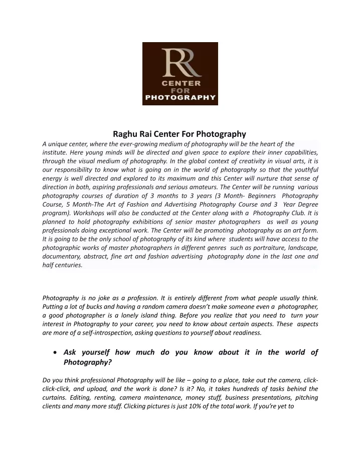 raghu rai center for photography