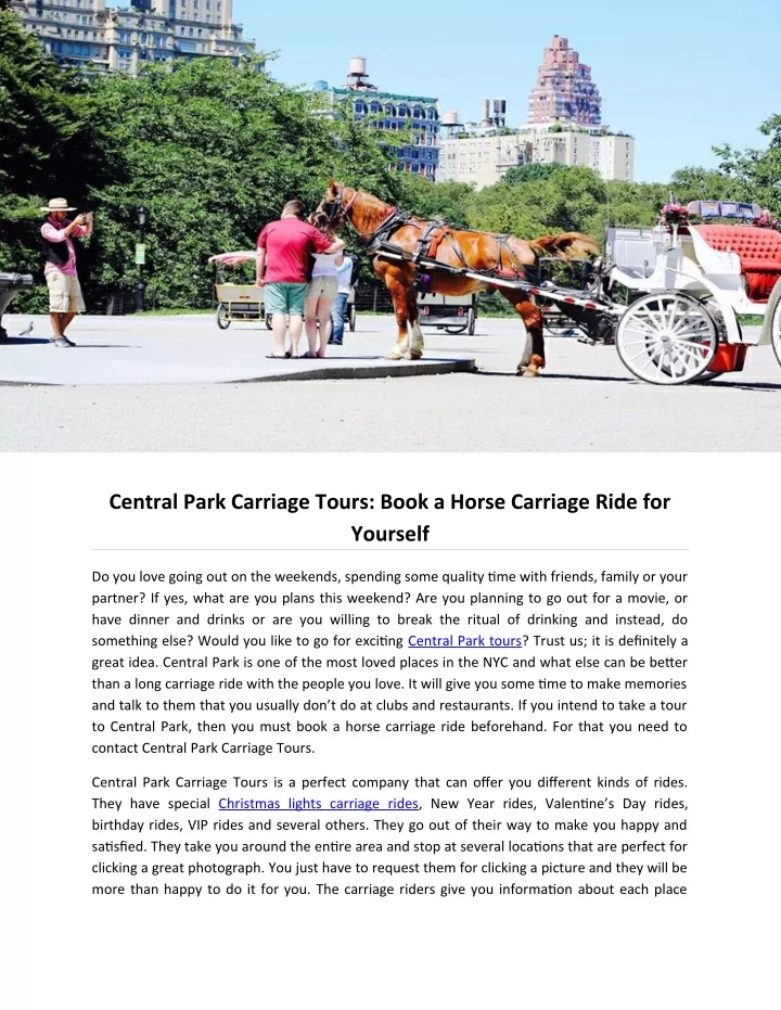 central park carriage tours book a horse carriage