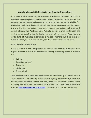 australia a remarkable destination for exploring