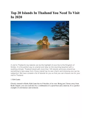 Top 20 Islands In Thailand You Need To Visit In 2020