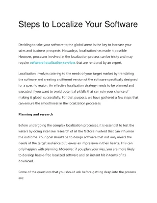 Steps to Localize Your Software