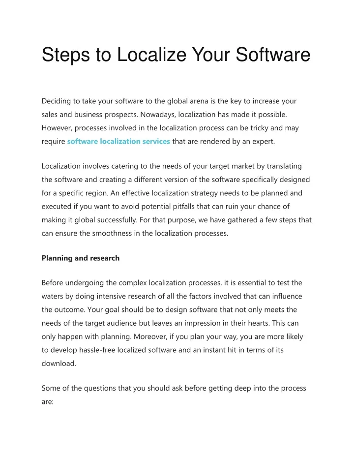 steps to localize your software