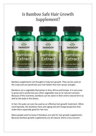 Is Bamboo Safe Hair Growth Supplement?