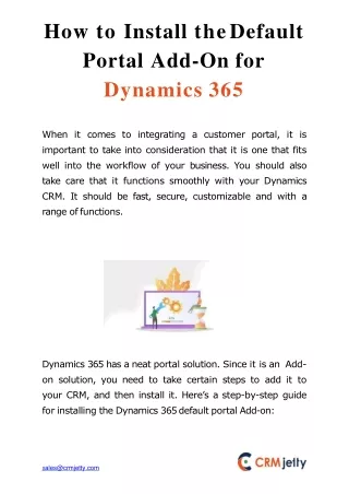 how to install the default portal add on for dynamics 365