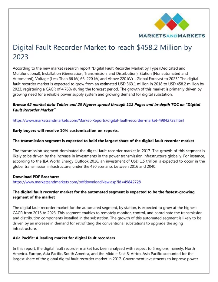 digital fault recorder market to reach