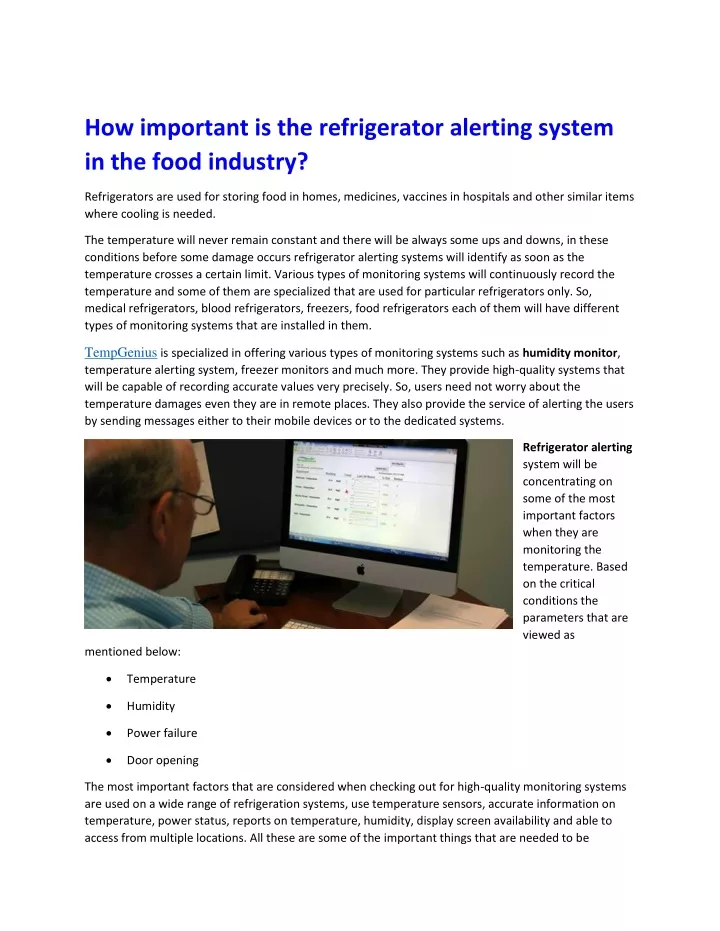 how important is the refrigerator alerting system