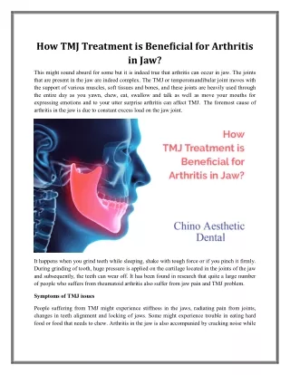 How TMJ Treatment is Beneficial for Arthritis in Jaw?