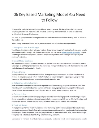 06 key based marketing model you need to follow