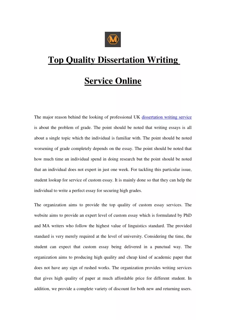 top quality dissertation writing