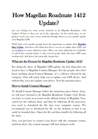 How Magellan Roadmate 1412 Update?