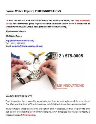 Corum Watch Repair | TIME INNOVATIONS