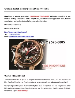 Graham Watch Repair | TIME INNOVATIONS