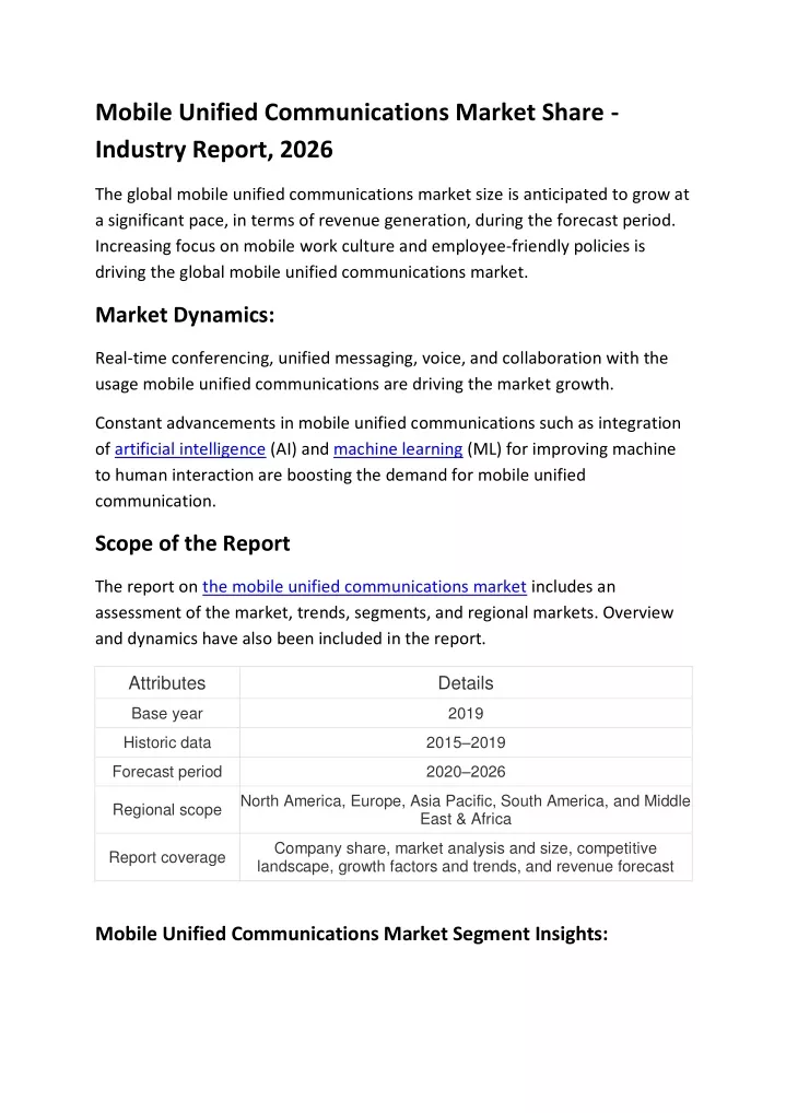 mobile unified communications market share