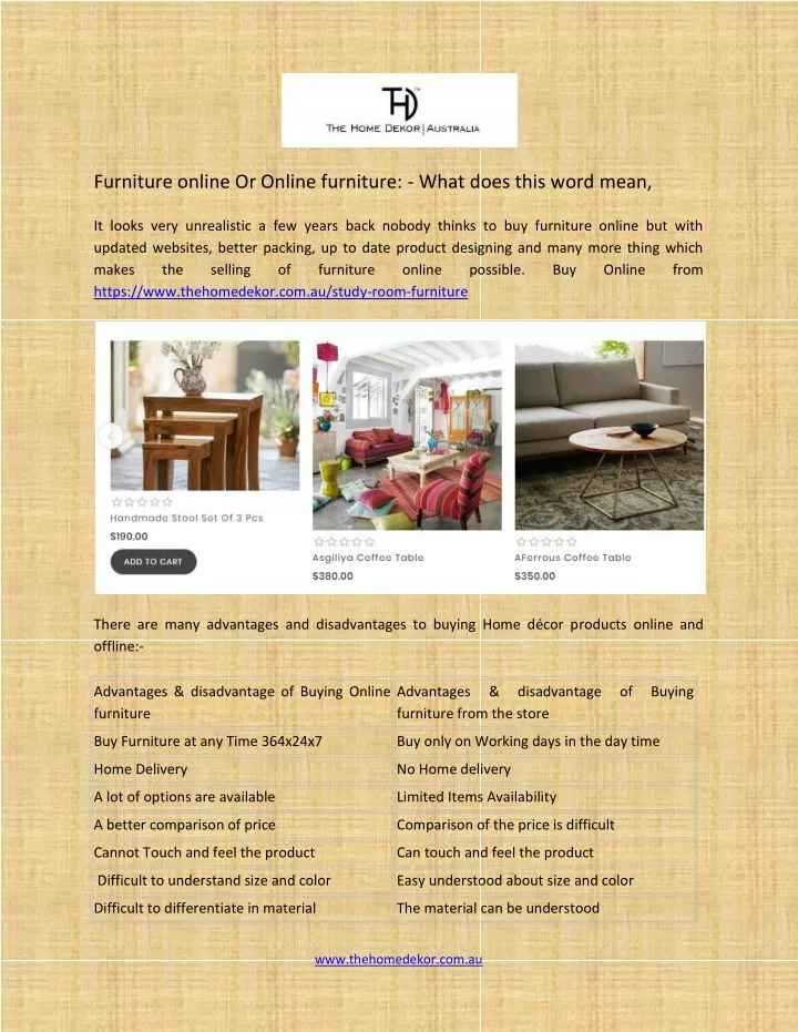 furniture online or online furniture what does