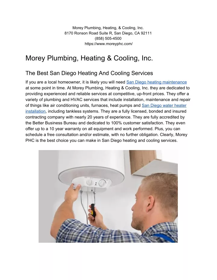 morey plumbing heating cooling inc 8170 ronson