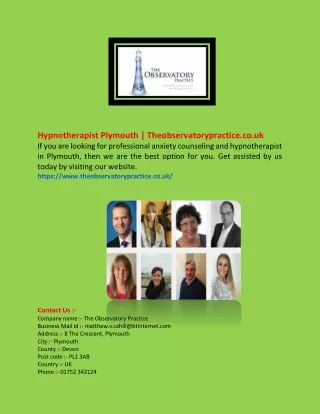 hypnotherapist plymouth theobservatorypractice