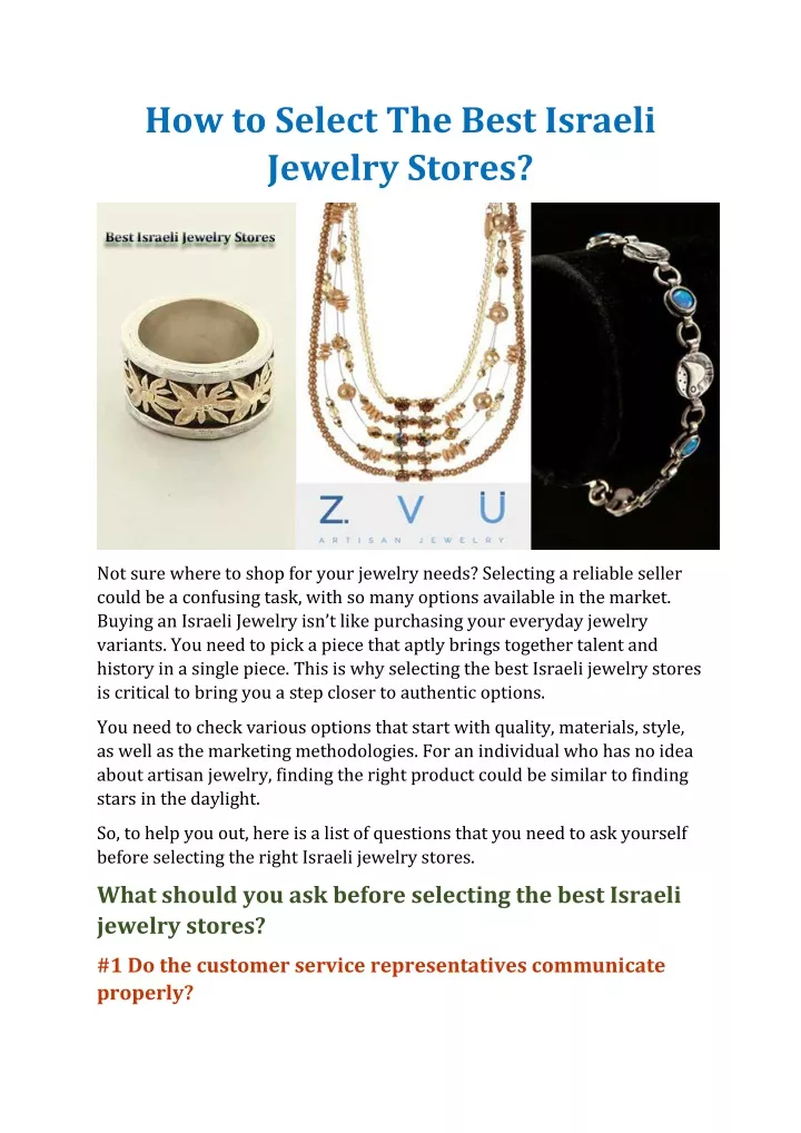 how to select the best israeli jewelry stores
