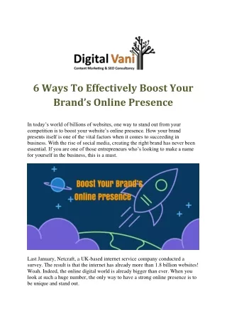 6 Ways To Effectively Boost Your Brand’s Online Presence