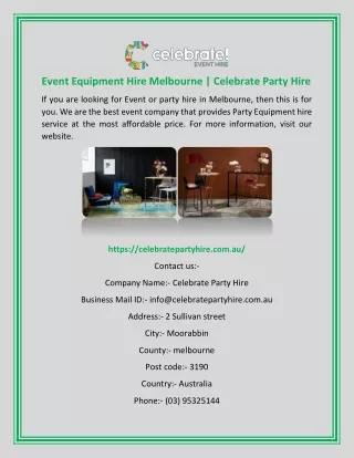 Event Equipment Hire Melbourne | Celebrate Party Hire