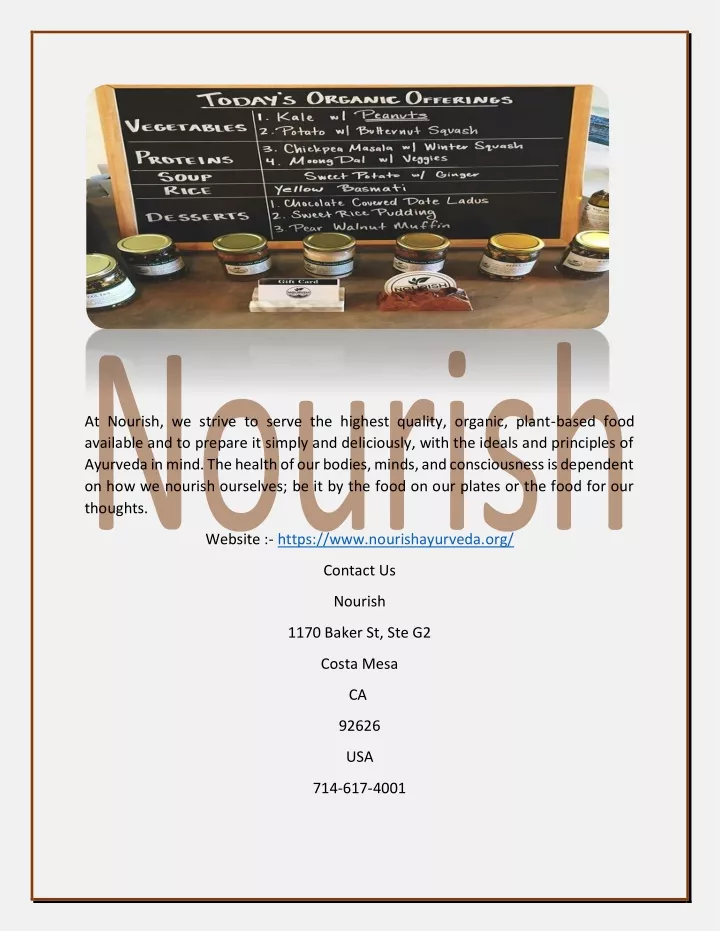 at nourish we strive to serve the highest quality