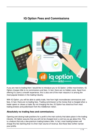 iq option fees and commissions