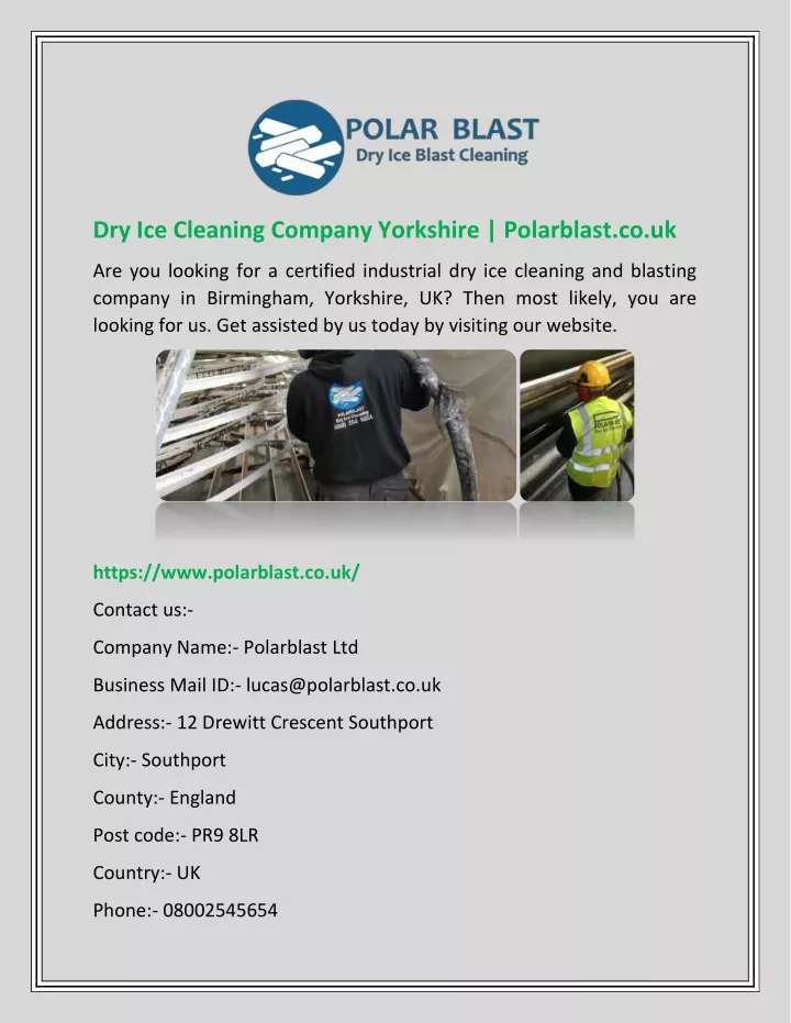 dry ice cleaning company yorkshire polarblast