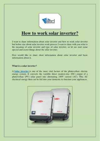 how to work solar inverter