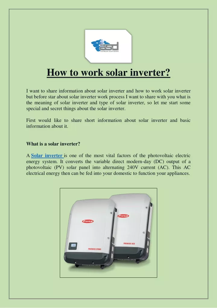 how to work solar inverter