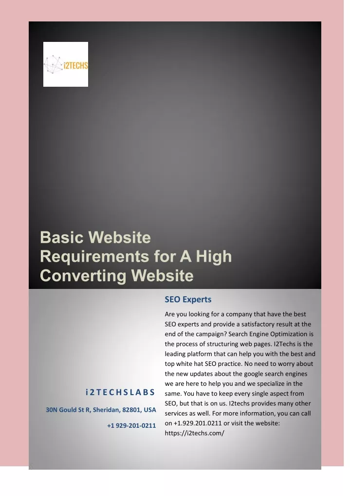 basic website requirements for a high converting