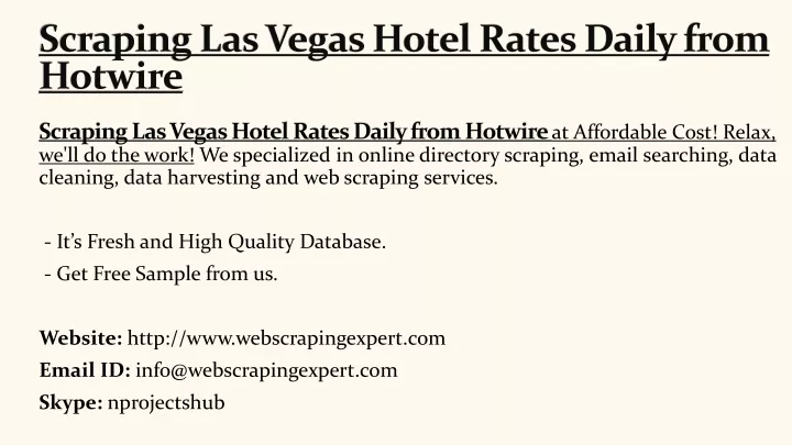 scraping las vegas hotel rates daily from hotwire