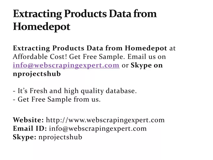 extracting products data from homedepot