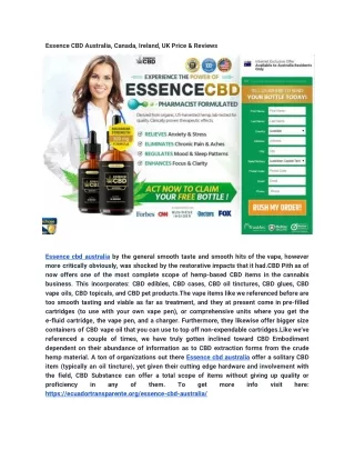 Essence CBD Australia, Canada, Ireland, UK Price & Reviews