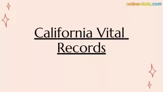 California Vital Records - Online Vitals
