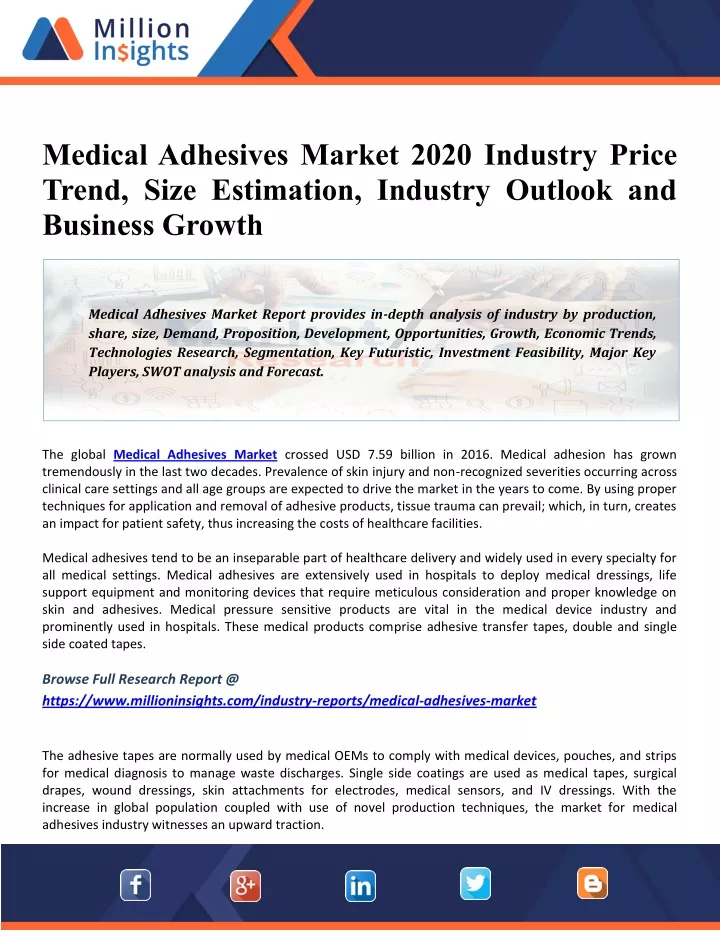 medical adhesives market 2020 industry price