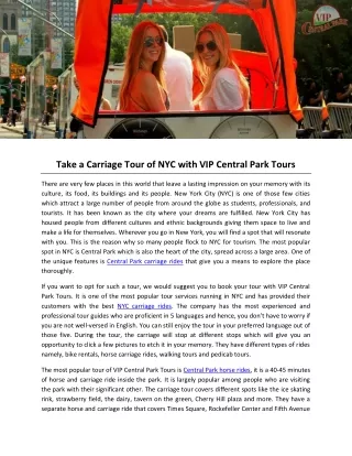 Take a Carriage Tour of NYC with VIP Central Park Tours