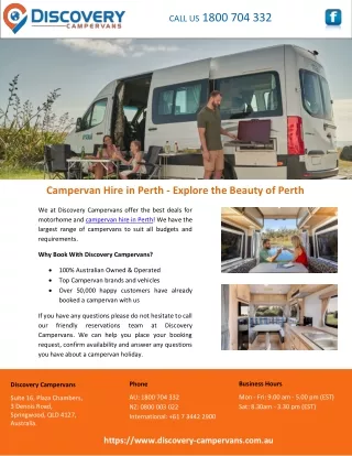 Campervan Hire in Perth - Explore the Beauty of Perth