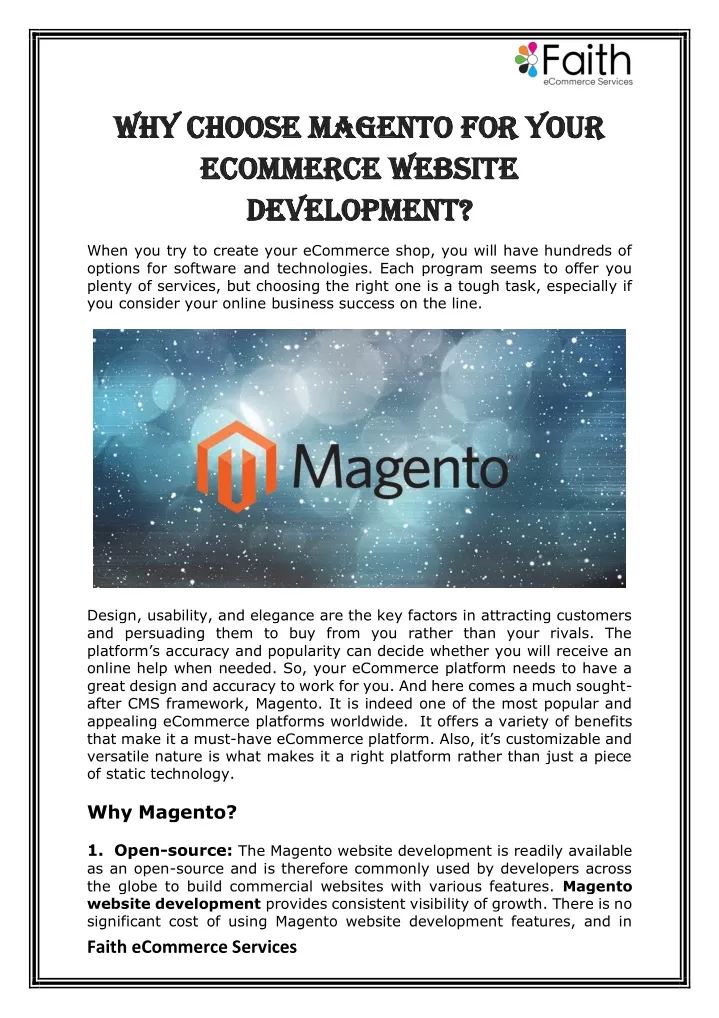 why choose magento for your why choose magento