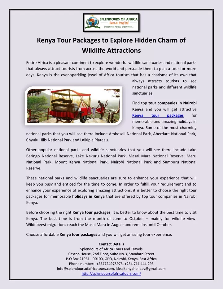 kenya tour packages to explore hidden charm