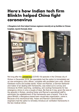 Here's how Indian tech firm BlinkIn helped China fight coronavirus
