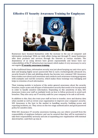 effective it security awareness training