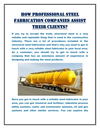 How professional steel fabrication companies assist their clients?